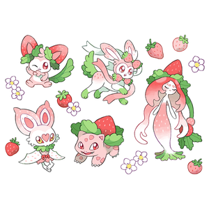 PokeStrawberry Holo Stickers