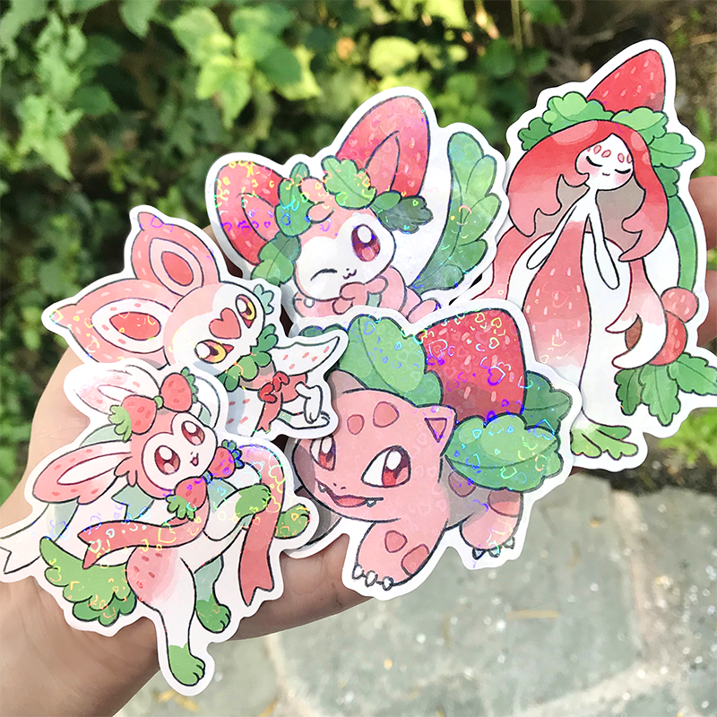 PokeStrawberry Holo Stickers